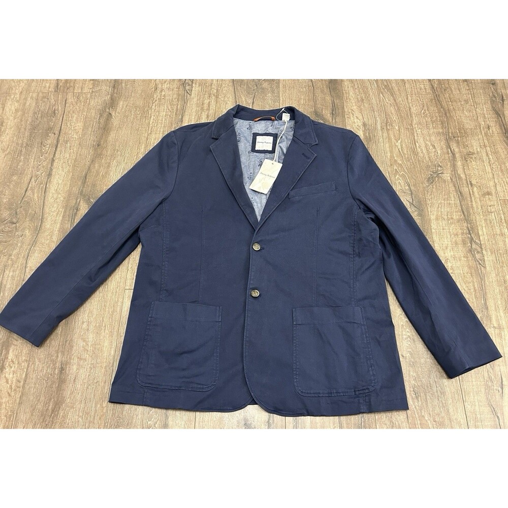 Tommy Bahama Men's Blue Solid 2XL Regular Two-Button Notch Lapel Blazer NEW